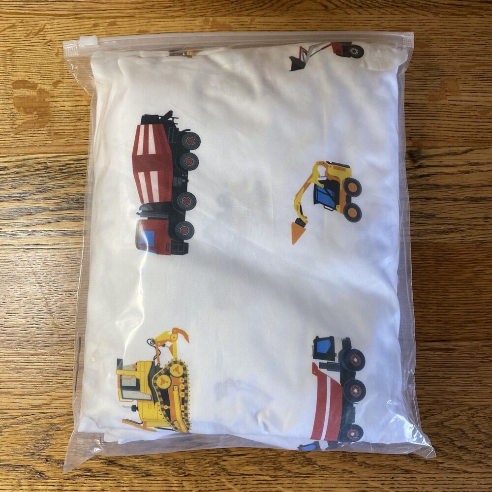 Addison Belle 100% Organic Cotton Fitted Crib Sheet Construction Trucks Print